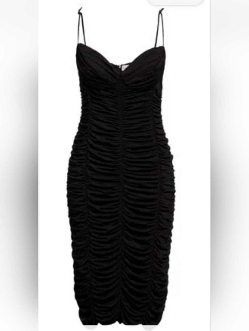 Rolla Coster Black Ruched Midi Dress with Spaghetti Straps